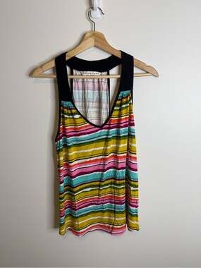 TRINA TURK striped Print Racerback Tank size large